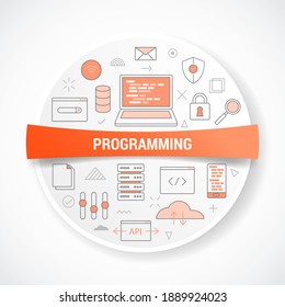 programming concept with icon concept with round or circle shape vector illustration