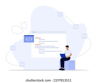 Programming concept illustration. Suitable for web landing page, ui, mobile app, editorial design, flyer, banner, and other related occasion.