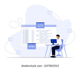 Programming concept illustration. Suitable for web landing page, ui, mobile app, editorial design, flyer, banner, and other related occasion.