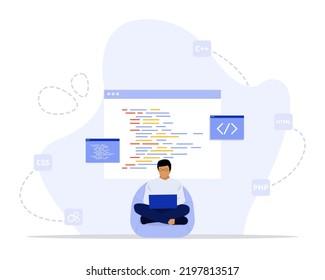 Programming concept illustration. Suitable for web landing page, ui, mobile app, editorial design, flyer, banner, and other related occasion.