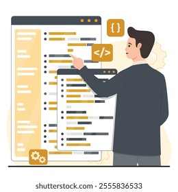 Programming concept set. Software development, coding and programming. Vector flat illustration