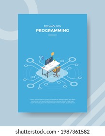 programming concept for template banner and flyer with isometric style