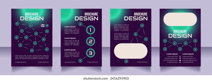 Programming courses blank brochure design. Template set with copy space for text. Premade corporate reports collection. Editable 4 paper pages. Bebas Neue, Audiowide, Roboto Light fonts used