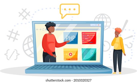 Programming courses online education, coding learning. Information technology teaching, IT lessons for all levels, computing and hi tech training concept. Software development educational platform