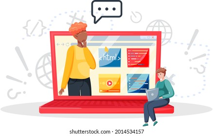 Programming courses online education, coding learning. Information technology teaching, IT lessons for programmers, computing and hi tech training concept. Software development educational platform