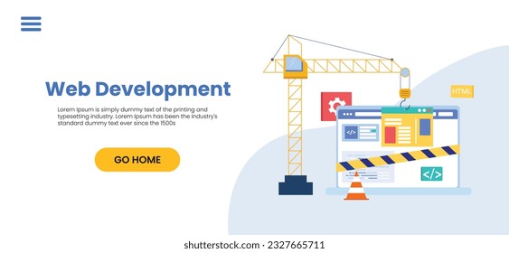 Programming courses web design concept with people. Students studying with computers scene. Online IT courses composition in flat style. Web Development
