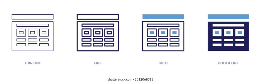 Programming debugging icon in 4 different styles. Thin Line, Line, Bold, and Bold Line. Duotone style. Editable stroke.