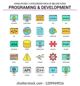 Programming and Developement Flat Line Icon Set - Business Concept Icons Design