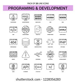 Programming and Developement Line Icon Set - 25 Dashed Outline Style
