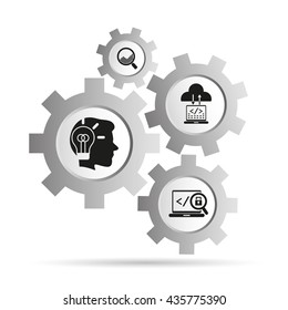 programming and developer concept icons in gear