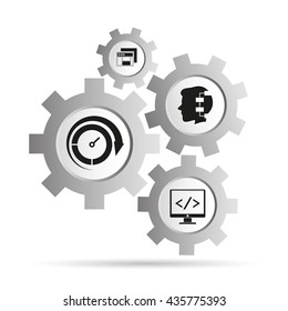 programming and developer concept icons in gear