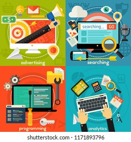 Programming, Development, Analytics and Coding Concept Banners