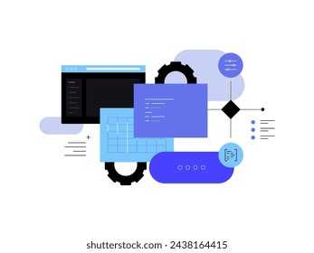 Programming, development and interface. Flat illustration. Vector file.