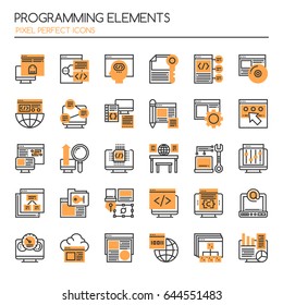 Programming Elements , Thin Line And Pixel Perfect Icons
