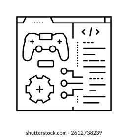 programming game development line icon vector. programming game development sign. isolated contour symbol black illustration