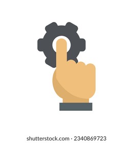 Programming gear icon flat vector. Work program. Digital software stroke isolated
