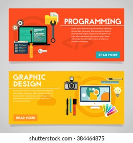 Programming and Graphic Design Concept Banners