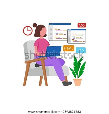 Programming at Home, Design And Development Vector Illustration