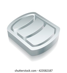 Programming icon: 3d metallic Database with reflection on White background, EPS 10 vector illustration.