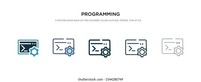 programming icon in different style vector illustration. two colored and black programming vector icons designed in filled, outline, line and stroke style can be used for web, mobile, ui