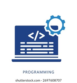 Programming Icon, Dual Tone Mini Illustration Relate To Industry 4-0, Modern Industry. Use For Modern Concept, Ui, Ux Web And App Development.