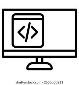 ícone de programação plano fino esboço arte logotipo