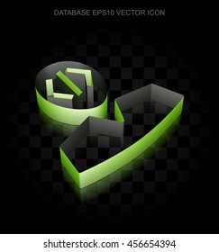 Programming icon: Green 3d Programmer made of paper tape on black background, transparent shadow, EPS 10 vector illustration.
