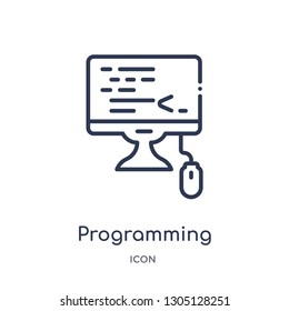 programming icon from programming outline collection. Thin line programming icon isolated on white background.