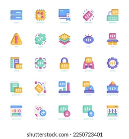 Programming icon pack for your website, mobile, presentation, and logo design. Programming icon flat design. Vector graphics illustration and editable stroke.