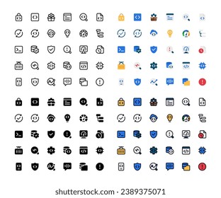 Programming icon set, set of development, software development, dev ops, coding, web design, icons