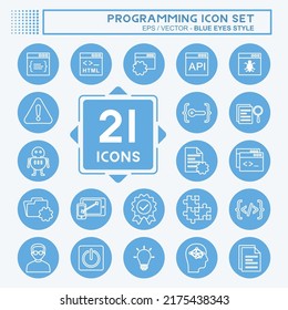 Programming Icon Set. suitable for Programming symbol. blue eyes style. simple design editable. design template vector. simple symbol illustration