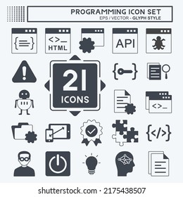 Programming Icon Set. suitable for Programming symbol. glyph style. simple design editable. design template vector. simple symbol illustration