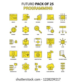 Programming Icon Set. Yellow Futuro Latest Design icon Pack