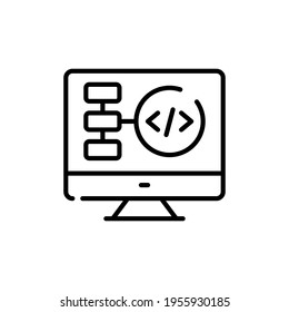 Programming icon in stroke style. Vector illustration of programming vector