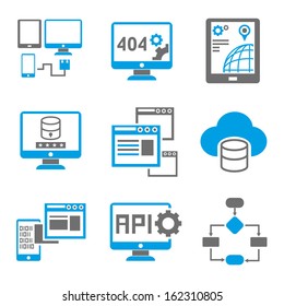 programming icons, developer icons, blue color theme