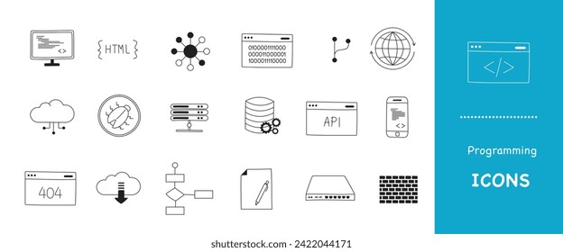 Programming Icons - Hand drawn coding icons
