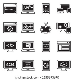 Programming Icons. Line With Fill Design. Vector Illustration.