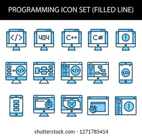Programming Icons set Filled line style for any purposes