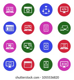 Programming Icons White Flat Design Circle: vector de stock (libre de ...