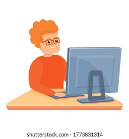 Programming kid new app icon. Cartoon of programming kid new app vector icon for web design isolated on white background