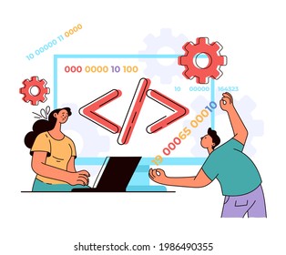 Programming language coding php developer software javascript concept. Vector flat modern style design illustration