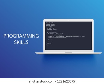 programming language with example code on screen text