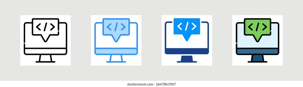 Programming Language Icon Collection Set Multiple Style