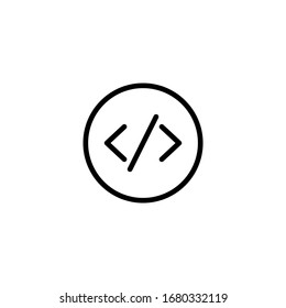 Programming language icon vector in linear, outline icon isolated on white background