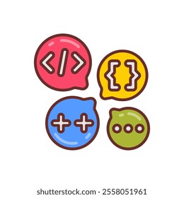 Programming Languages Filled Icons , Vector illustration
