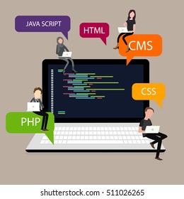 programming in laptop screen PHP HTML CSS
