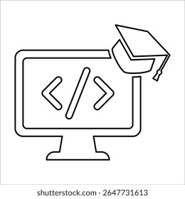 Programming Learning Icon, Line Vector graphics