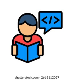 Programando ícone de aprendizado Ilustração de vetor de cor linear