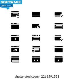 Programming line icon. Software set, coding, website, API and more. Editable stroke.