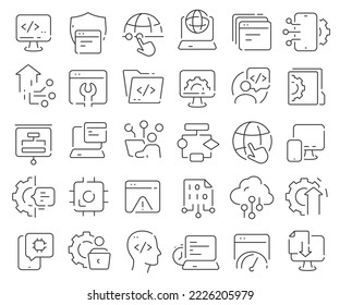 Programming line icons collection. Thin outline icons pack. Vector illustration eps10